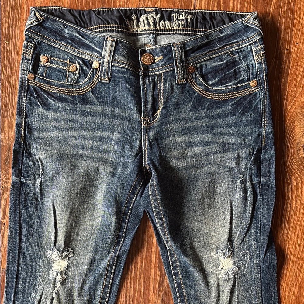 Wallflower Vintage Distressed & Embellished Jeans